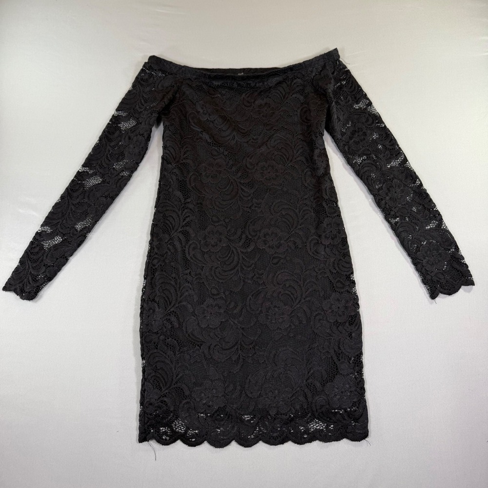 Black Lace Long Sleeve Mini Dress M Whimsigoth Coquette Victorian Goth Witchy